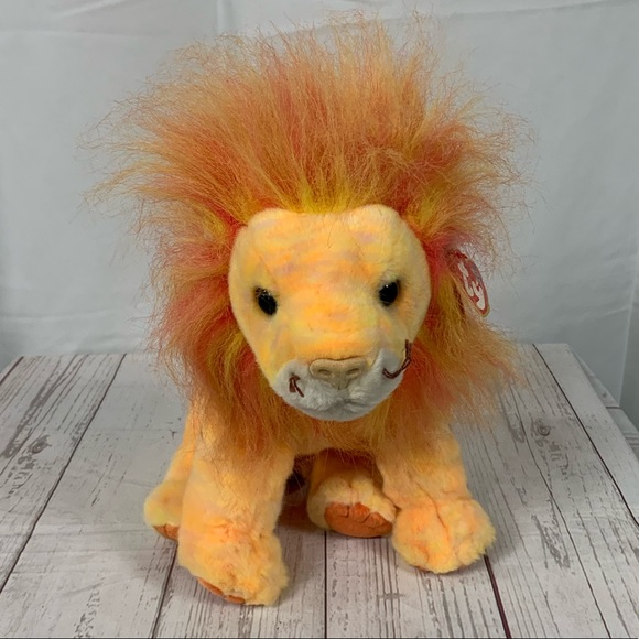 Vintage 2000 Ty Beanie Buddies Bushy the Lion Orange - Picture 1 of 10